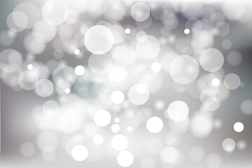 Abstarct white bokeh light on soft grey  background.  Vector illustration of christmas background.
