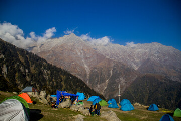Fototapeta premium Camping at Triund in Dharamshala