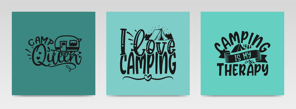 Camping Quotes Letter Typography Set Illustration.