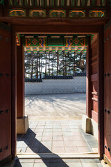 Traditional gate of Gyeongbokgung Palace in Seoul, South Korea.