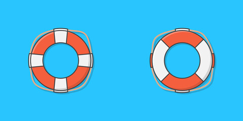 Life Buoy Vector Icon Illustration. Life Saver For Drowning Rescue. Life Ring