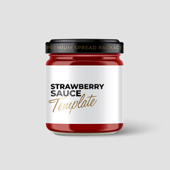 Jam Jar Collection : Premium glass container with label template isolated on light grey background : Vector Illustration