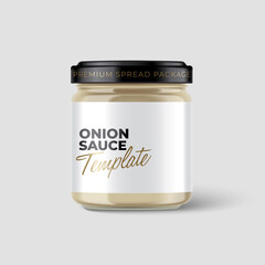 Jam Jar Collection : Premium glass container with label template isolated on light grey background : Vector Illustration