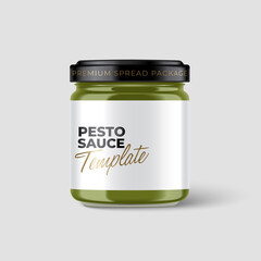 Jam Jar Collection : Premium glass container with label template isolated on light grey background : Vector Illustration
