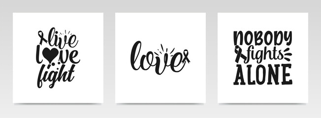 Cancer quotes letter typography set illustration.
