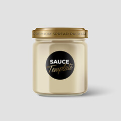 Jam Jar Collection : Premium glass container with label template isolated on light grey background : Vector Illustration