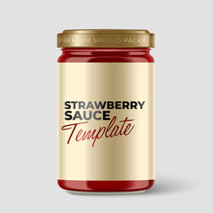 Jam Jar Collection : Premium glass container with label template isolated on light grey background : Vector Illustration