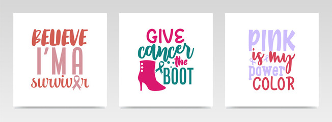 Cancer quotes letter typography set illustration.