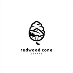 Mountain inside a redwood cone Logo