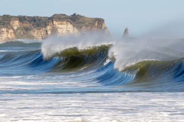 Large Waves from Typhoon, Hurricane, breaking, climate & ocean temperatures are rising, Surfing In Japan, Near Shidashita, Olympic Venue for surf.