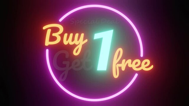 buy 1 get 1 free neon light letter animation for  sale promotion advertising