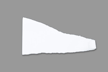 White ripped note paper, paper different shapes scraps isolated on gray background. with clipping path.