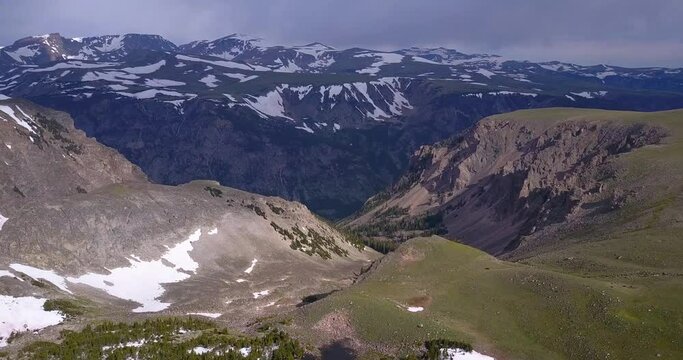 Beartooth Pass Aerial Drone Shot, Rocky Mountains outside Yellowstone