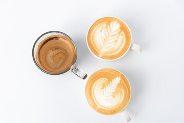 Coffee latte on white background.