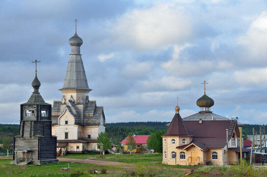 Russia, Murmansk region, Tersky district, the village of Varzuga. Ancient wooden churches