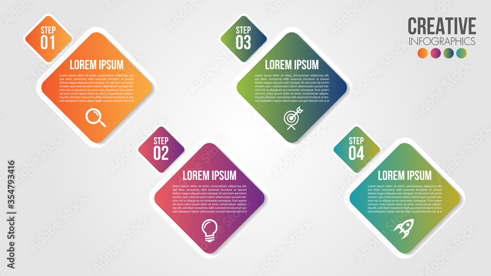 Poster infographic modern timeline design vector template for business with 4 steps or options illustrate a