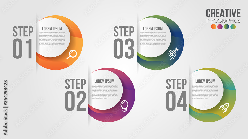 Poster infographic modern timeline design vector template for business with 4 steps or options illustrate a