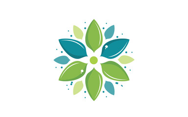 Fototapeta na wymiar Flower botanical with turquoise and green design template for your business