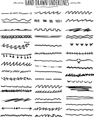 Set of Underline Strokes in Doodle Style Various Shapes
