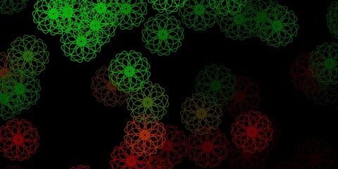 Dark Green, Red vector texture with memphis shapes.
