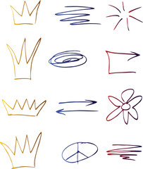 Set of Underline Strokes in Doodle Style Various Shapes