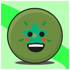 223. Cute green apple fruit cartoon face mascot character vector design