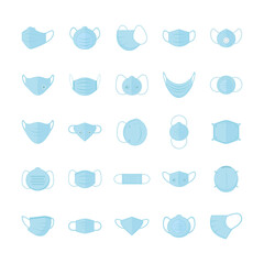 Medical blue masks set vector design