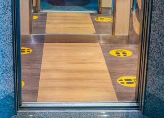 Floor marking in the elevator.