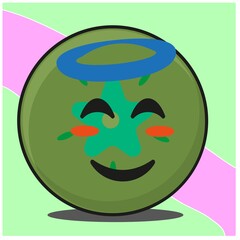 223. Cute green apple fruit cartoon face mascot character vector design