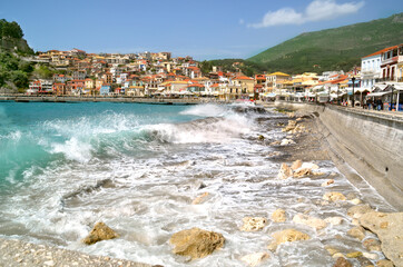 Fototapeta premium parga tourist resort in greece sea beach summer holidays