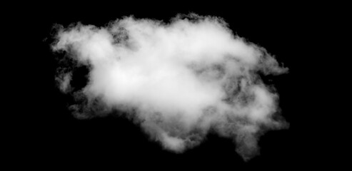 White cloud isolated on black background.