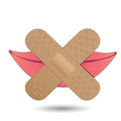 Lips with adhesive bandage