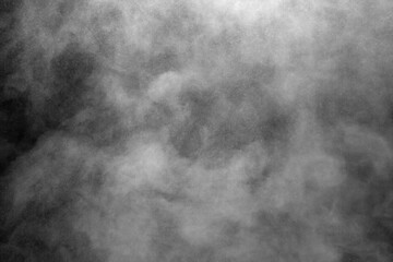 white smoke isolated, abstract powder, water spray on black background.