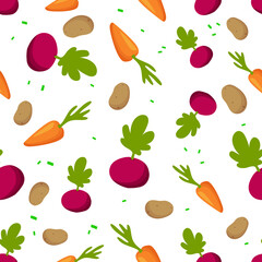 seamless vector pattern of different vegetables