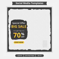 Editable template post for social media ad. web banner ads for business promotion. vector design with yellow and black color.