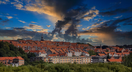  Red roof in Randers city Denmark