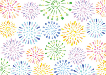 花火イラスト_模様_白_水彩