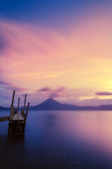 Magical sunset on lake Atitlan, long exposure