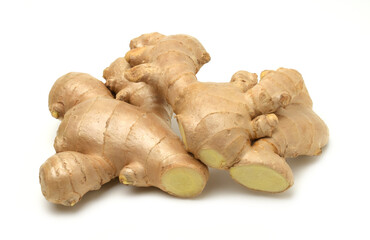 Fresh ginger root isolated on white background,For making herbal drinks.
