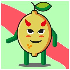 Cute citrus lemon fruits cartoon face mascot character with hand and leg vector design