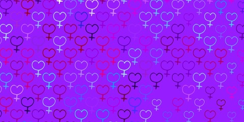 Light Blue, Red vector backdrop with woman's power symbols.