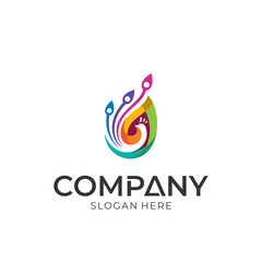 Peacock multicolored vector logo design. animal mascot logo.