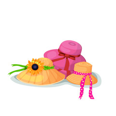 set of summer hats vector illustration