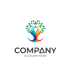 Tree vector, abstract tree logo design, colorful style.