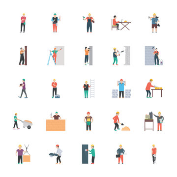 Construction People Flat Icons 