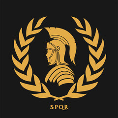 Symbol Roman warrior in a laurel wreath