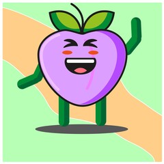 Cute peach fruits cartoon face mascot character with hand and leg vector design