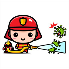 Fire extinguisher vector design against viruses