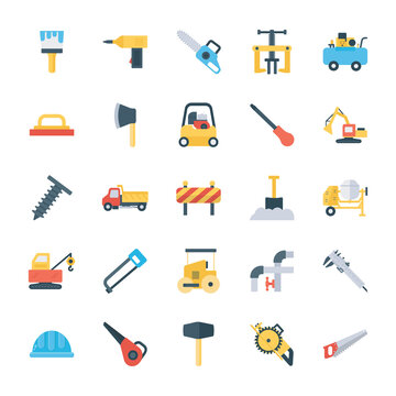Maintenance and Site Tools Flat Icons Pack 