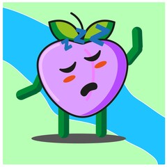 Cute peach fruits cartoon face mascot character with hand and leg vector design